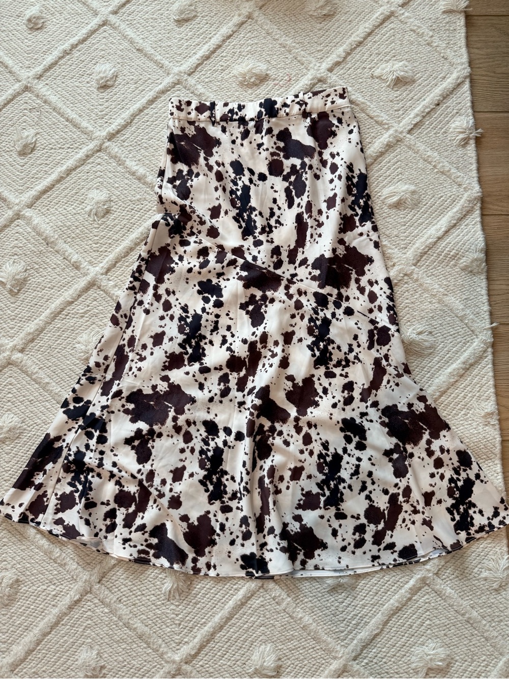 Vici Cream Midi Skirt with Black Brown Splatter Print